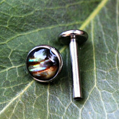 Internally Threaded Stainless Steel Abalone Flat Top Labret - Impulse Piercings