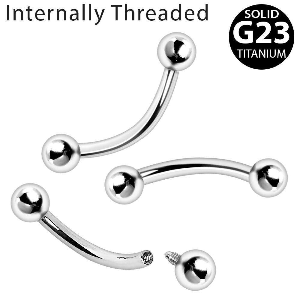 Internally Threaded Titanium Curved Barbell / Eyebrow Rings with Solid Balls - Impulse Piercings