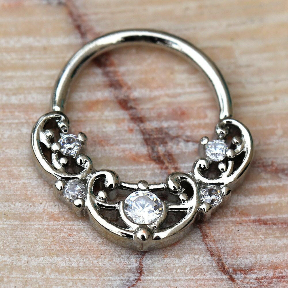 Jeweled Ornate Seamless Ring - Impulse Piercings