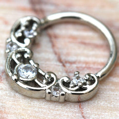 Jeweled Ornate Seamless Ring - Impulse Piercings