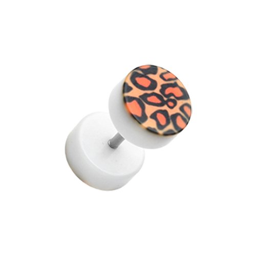 Leopard Print Acrylic Fake Plug Earrings.