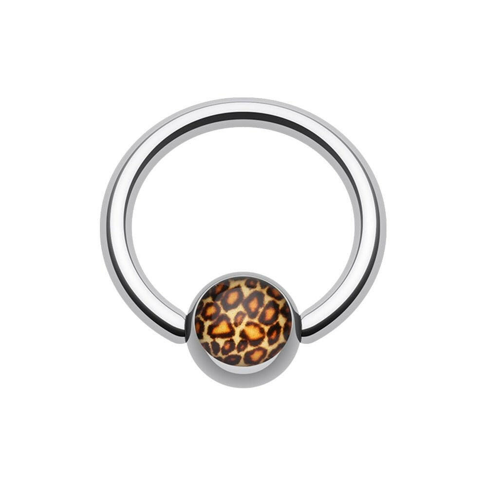 Leopard Print Logo Ball Captive Bead Ring.