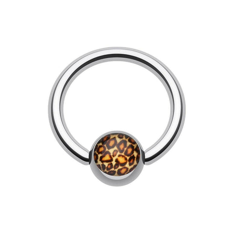 Leopard Print Logo Ball Captive Bead Ring.