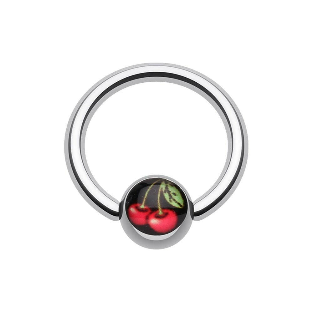 Luscious Cherry Logo Ball Captive Bead Ring.