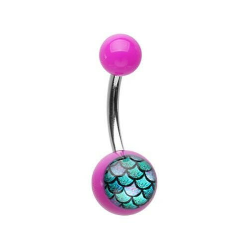 Mermaid Scales Acrylic Logo Belly Button Ring.