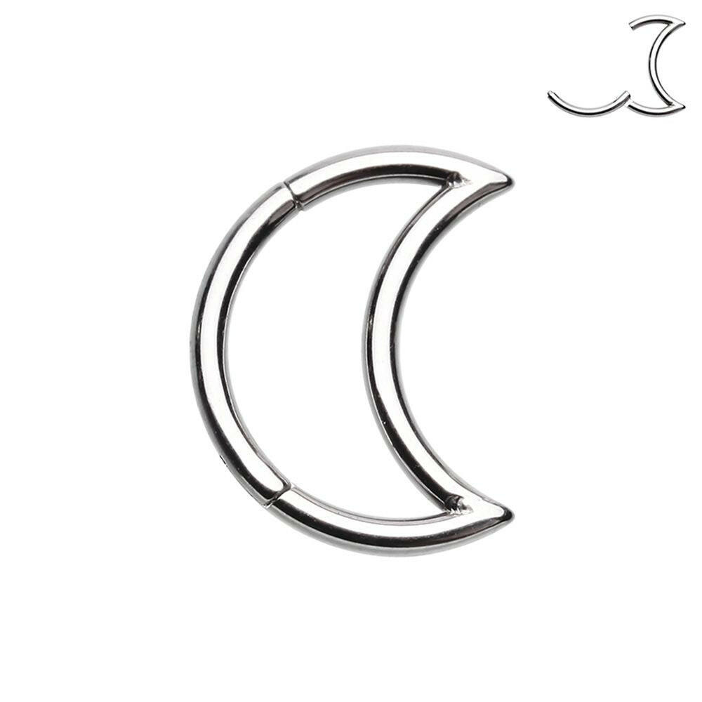 Moon Shape Steel Seamless Hinged Clicker Ring.