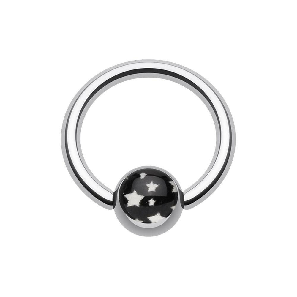 Multi Star Logo Ball Captive Bead Ring.