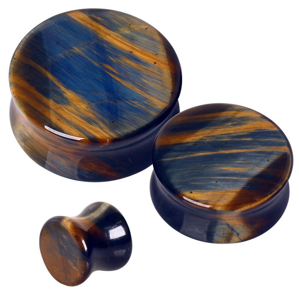 Natural Blue Tiger Eye Stone Saddle Plug.