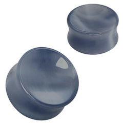 Natural Dark Grey Cat's Eye Concave Stone Saddle Plug.