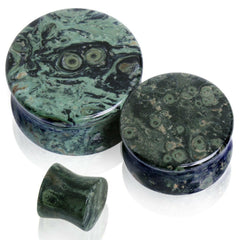 Natural Green Eye Jasper Stone Saddle Plug.