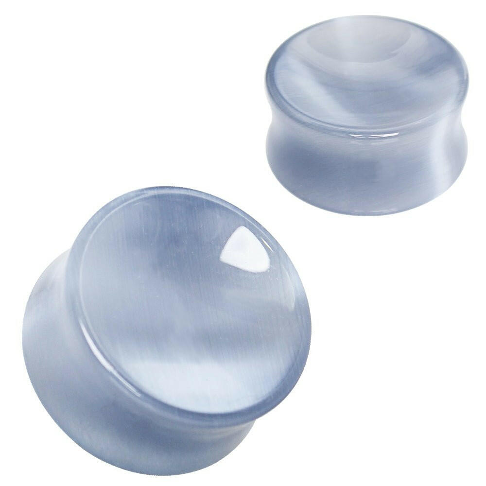 Natural Grey Cat's Eye Concave Stone Saddle Plug.