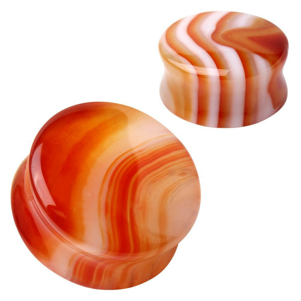 Natural Red Stripe Agate Stone Saddle Plug.