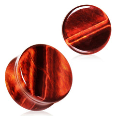 Natural Red Tiger Eye Stone Saddle Plug.