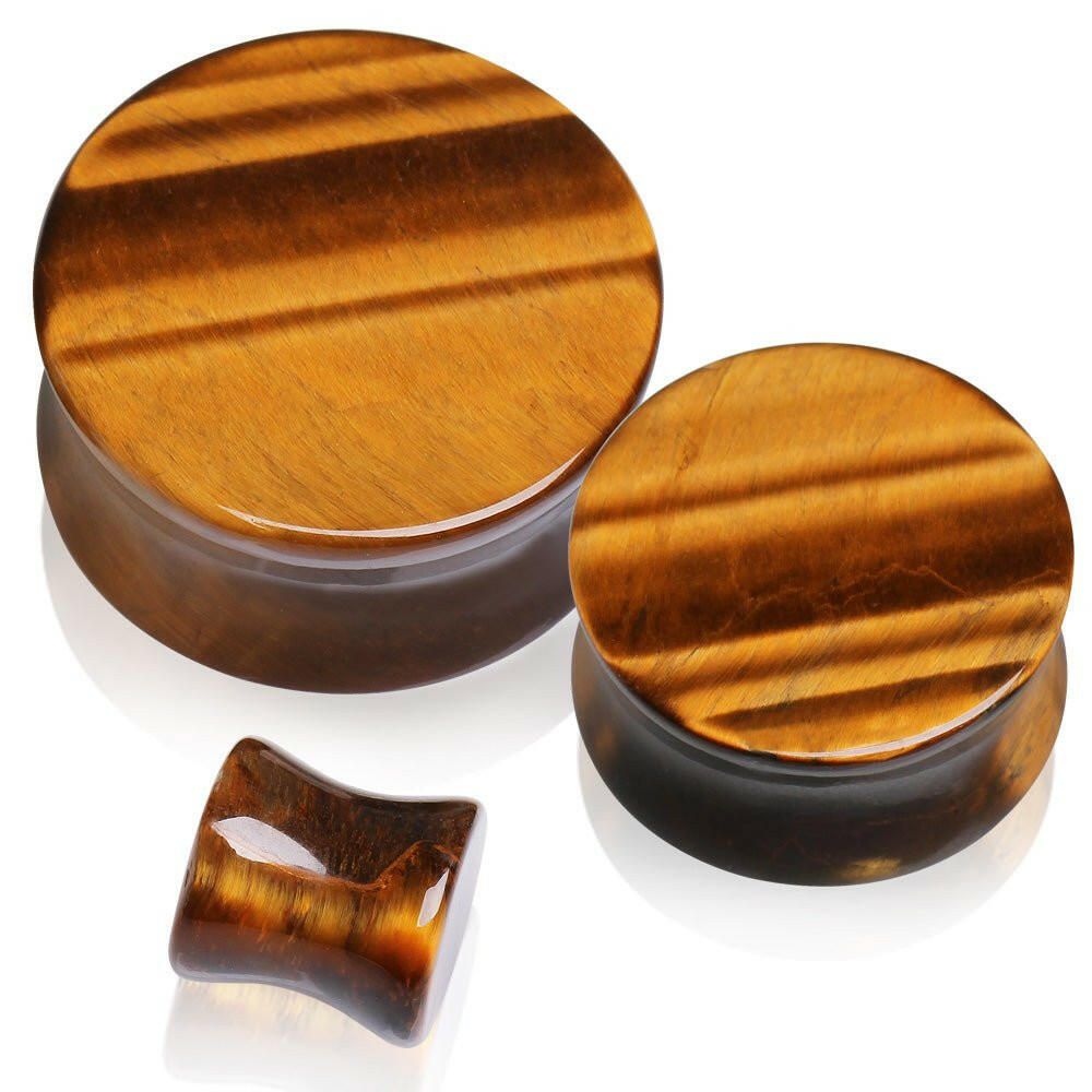 Natural Yellow Tiger Eye Semi Precious Stone Saddle Plug.