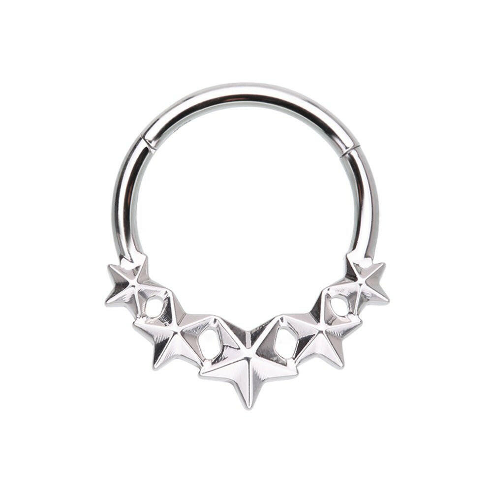 Nautical Star Cluster Steel Seamless Hinged Clicker Ring - Impulse Piercings