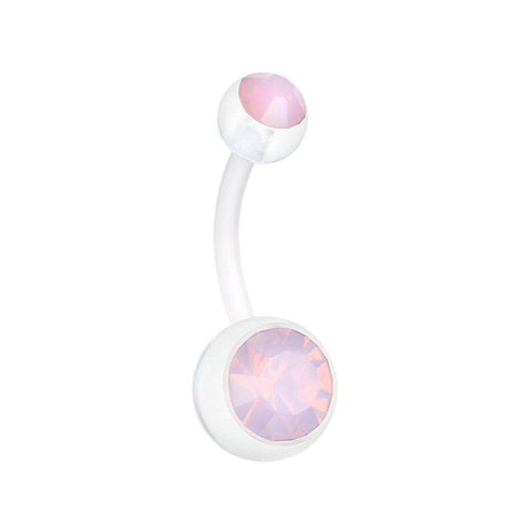 Opal Gem Bio Flexible Shaft Acrylic Ball Belly Button Ring.