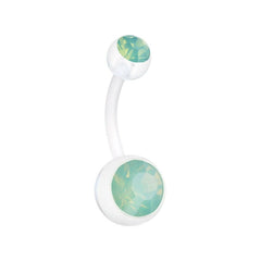 Opal Gem Bio Flexible Shaft Acrylic Ball Belly Button Ring.