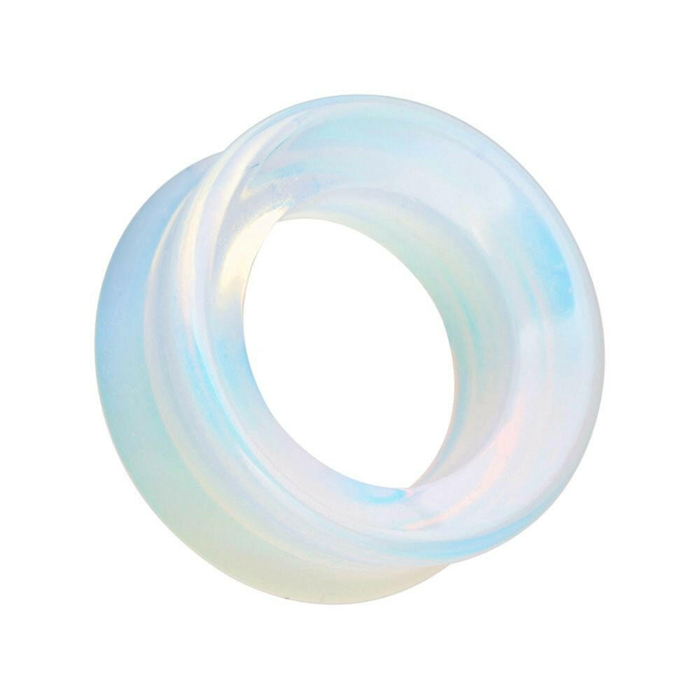 Opalite Stone Double Flared Eyelet Tunnel Ear Gauge Plug.