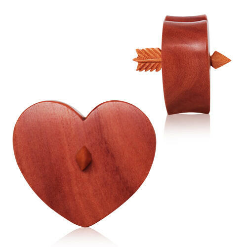 Organic Sawo Wood Arrowed Heart Saddle Plug.