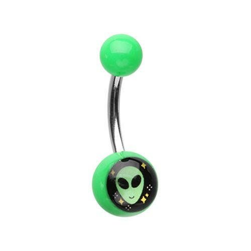 Out of this World Alien Acrylic Logo Belly Button Ring.