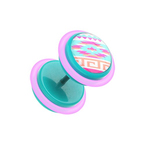 Pastel Navajo Retro Acrylic Fake Plug with O-Rings.