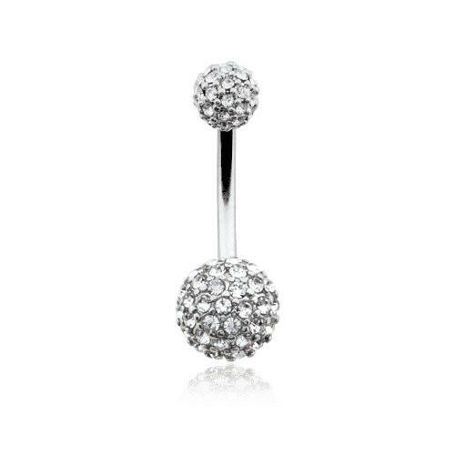 Pave Half Dome Diamond Cluster Belly Button Ring.