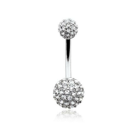 Pave Half Dome Diamond Cluster Belly Button Ring.