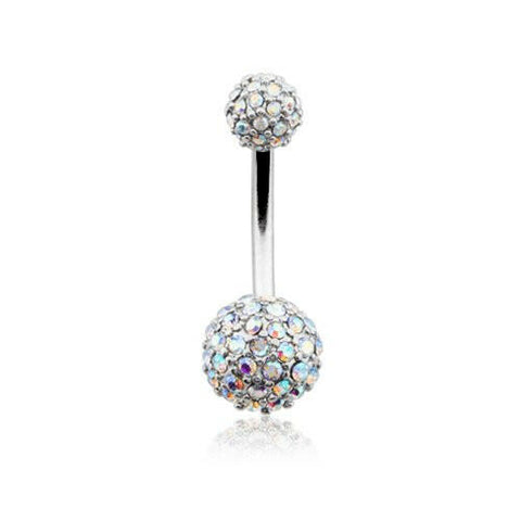 Pave Half Dome Diamond Cluster Belly Button Ring.