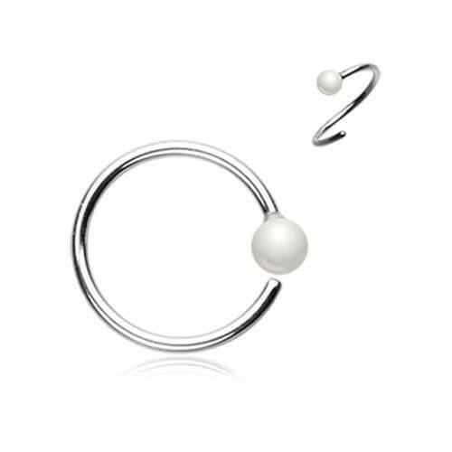 Pearl Bead Bendable Steel Nose Hoop.