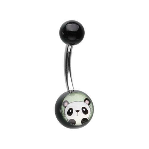 Peeking Panda Acrylic Logo Belly Button Ring.