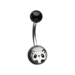 Peeking Panda Acrylic Logo Belly Button Ring.