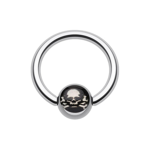 Pirate Skull Logo Ball Captive Bead Ring.