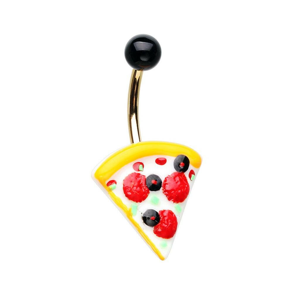 Pizza is Life Non Dangle Belly Button Ring.