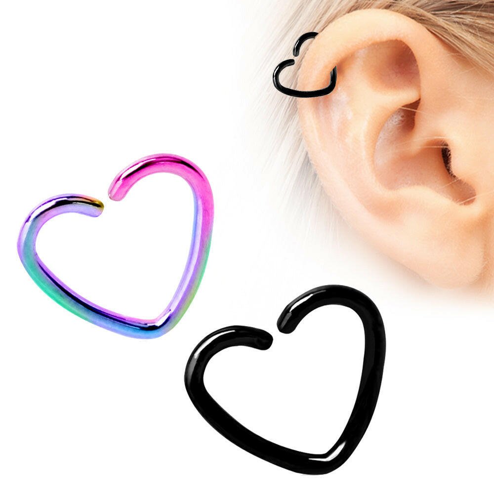 PVD Plated Heart Shaped Cartilage Earring.