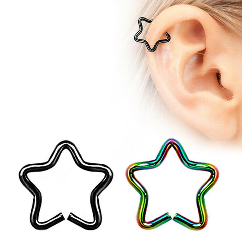 PVD Plated Star Shaped Cartilage Earring - Impulse Piercings