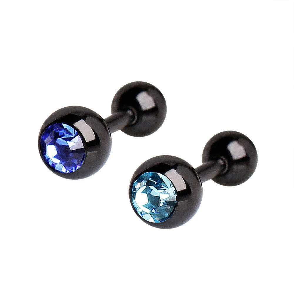 PVD Plated Tragus Ring with Press Fitted Cubic Zirconia Ball - Impulse Piercings