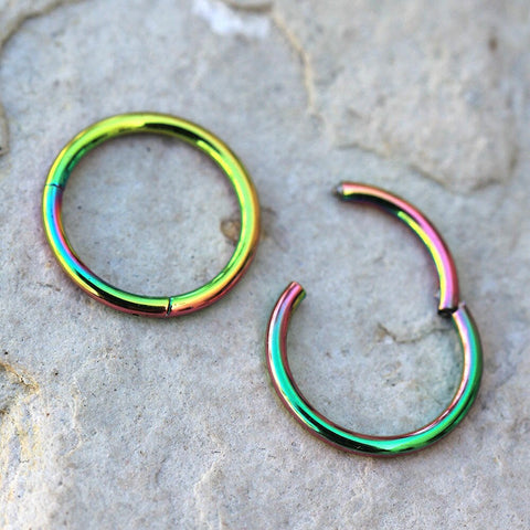 Rainbow PVD Plated Titanium Seamless Clicker Ring - Impulse Piercings