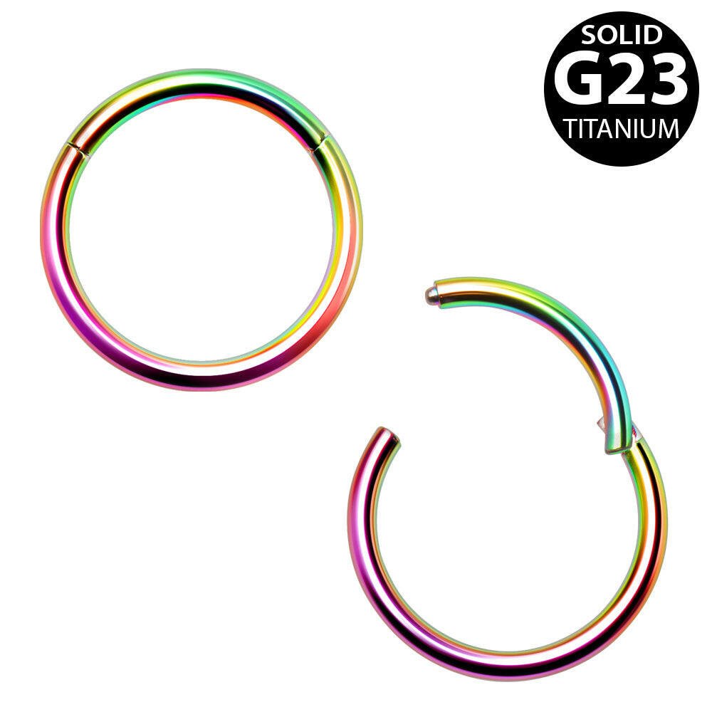 Rainbow PVD Plated Titanium Seamless Clicker Ring - Impulse Piercings