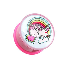 Rainbow Unicorn Single Flared Ear Gauge Plug.