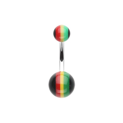 Rasta Stripe Acrylic Belly Button Ring.