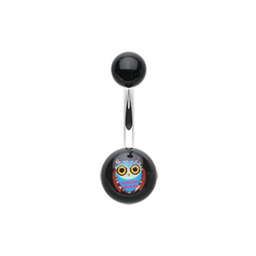 Retro Owl Acrylic Logo Belly Button Ring.