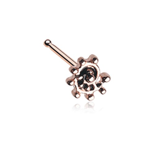 Rose Gold Ambro Swirl Filigree Icon Nose Stud Ring.