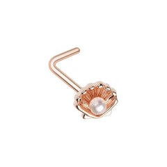 Rose Gold Ariel's Pearl Shell L-Shaped Nose Ring.