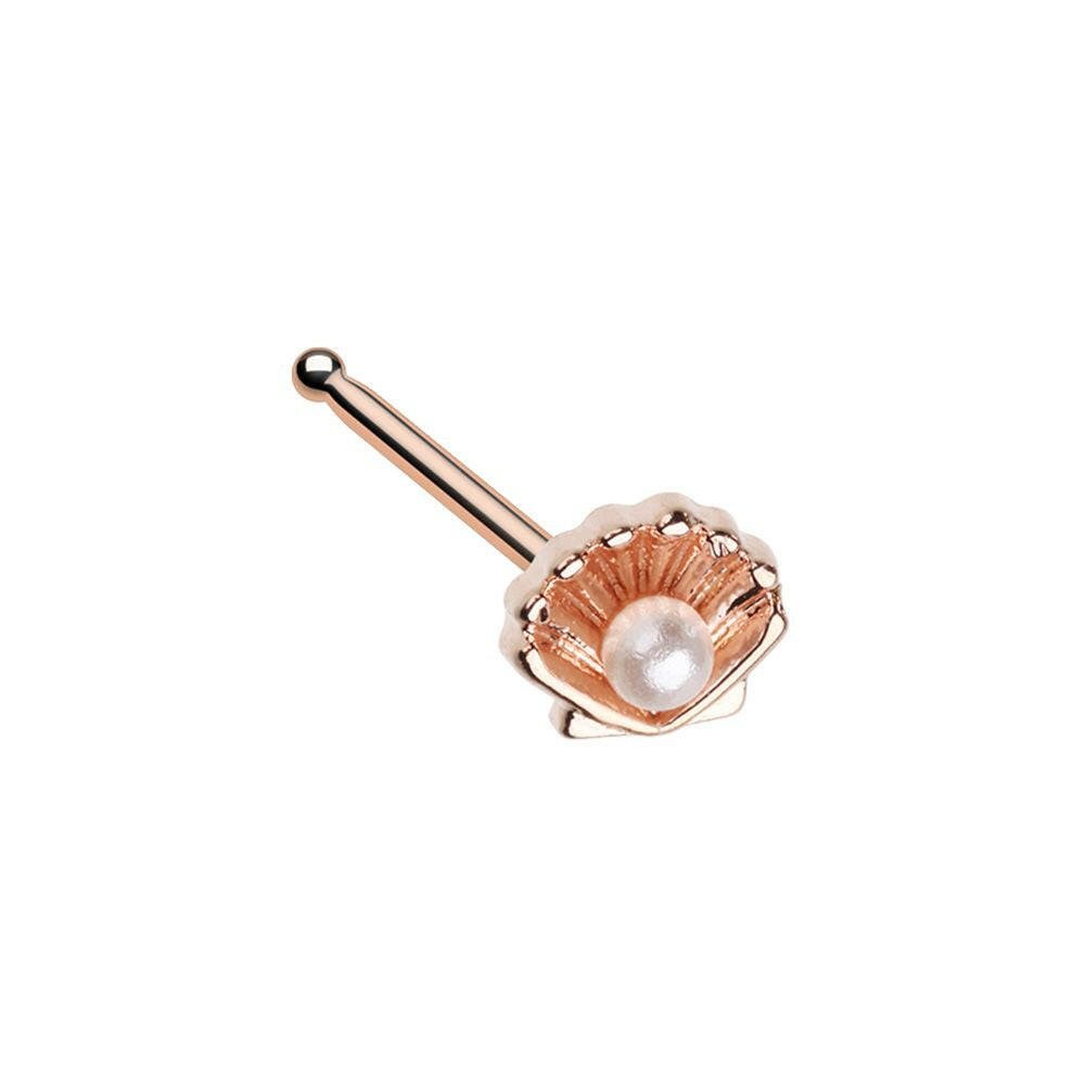 Rose Gold Ariel's Pearl Shell Nose Stud Ring.