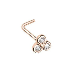 Rose Gold Bezel Trilogy L-Shape Nose Ring.