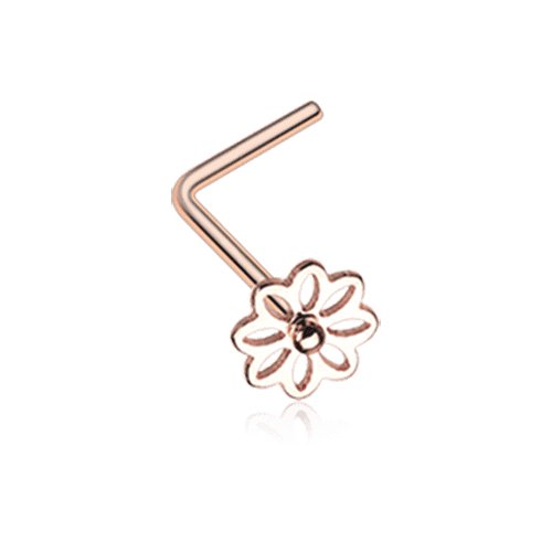 Rose Gold Daisy Breeze Flower L-Shaped Nose Ring.