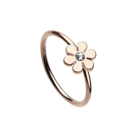 Rose Gold Flower Gem Bendable Steel Nose Hoop.