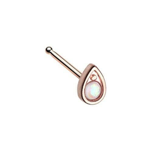 Rose Gold Grand Opal Tear Drop Nose Stud Ring.