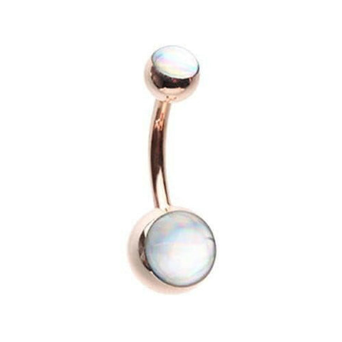 Rose Gold Hologram Sparkle Steel Belly Button Ring.