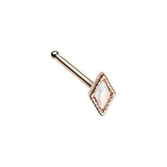 Rose Gold Illuminating Diamond Shape Nose Stud Ring.